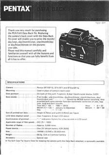 Pentax SF 7 manual. Camera Instructions.